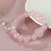 Natural Madagascar Pink Crystal Nine-Tailed Fox Bracelet - Love & Harmony